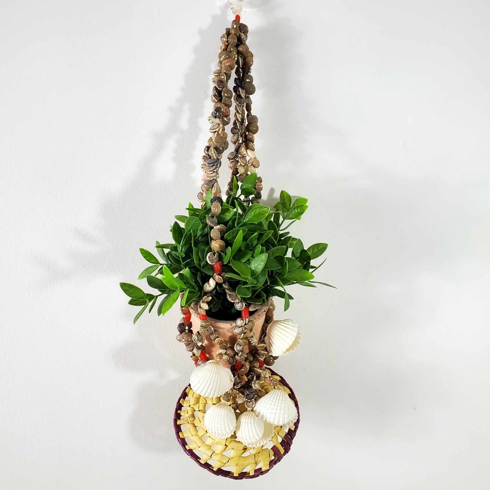 Bundle Of 3 Vintage Seashell Plant Hanger Boho Bohemian Home Decor 1970s
